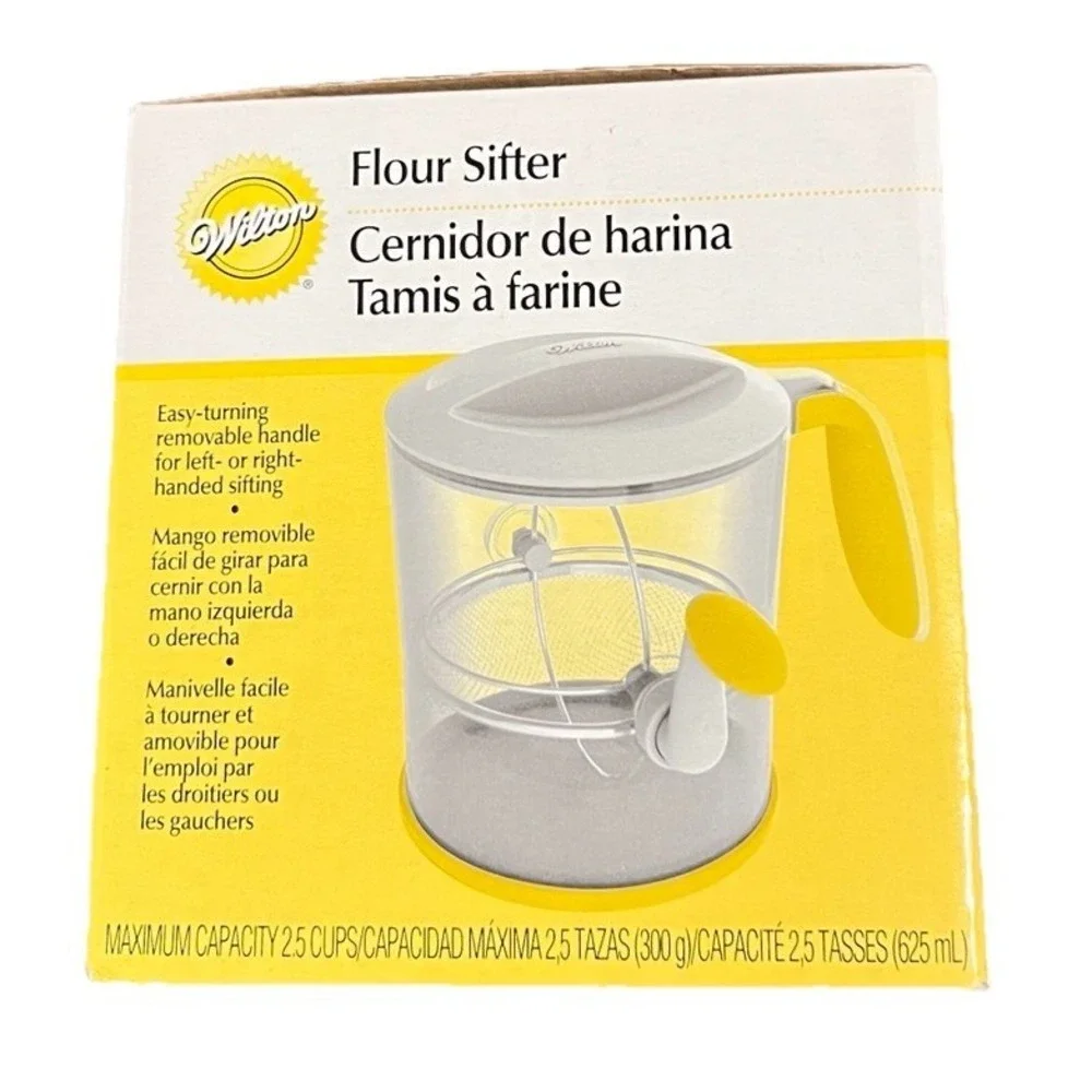 Wilton Flour Sifter 2.5 cups Capacity Ambidextrous Easy Turning Handle Brand New